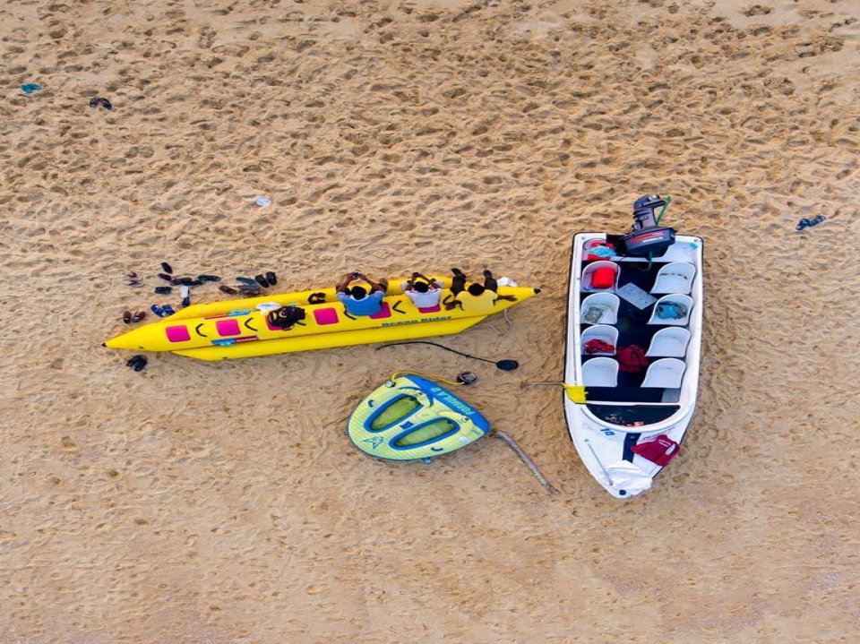 Water sports boats on the NITK beach