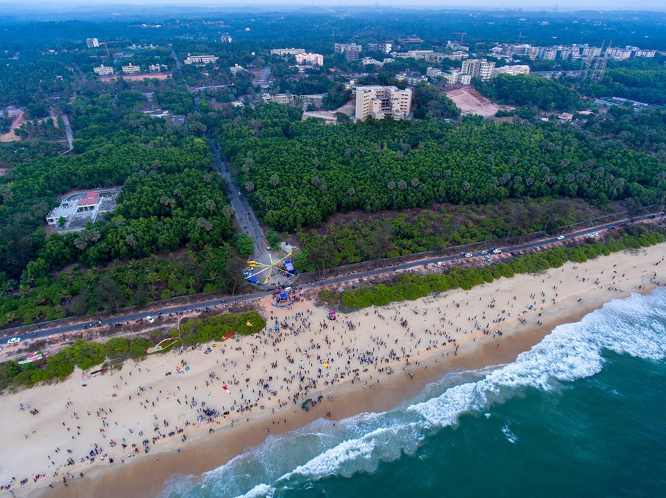 Aerial view of NITK Surathkal beach and coastline